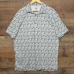 1764 Mens Golf Polo All Over Print Lobster Beer Fish Performance Shirt sz Large